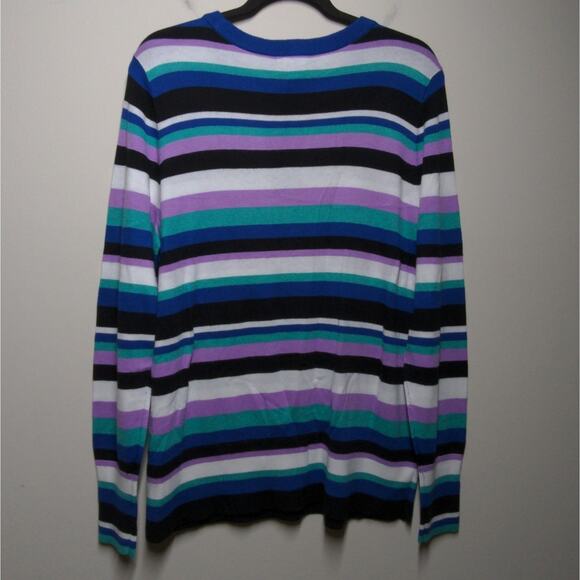 Halogen (Nordstrom) Crew Neck Sweater Blue- Lavender Multi Stripe XL New - Picture 5 of 11